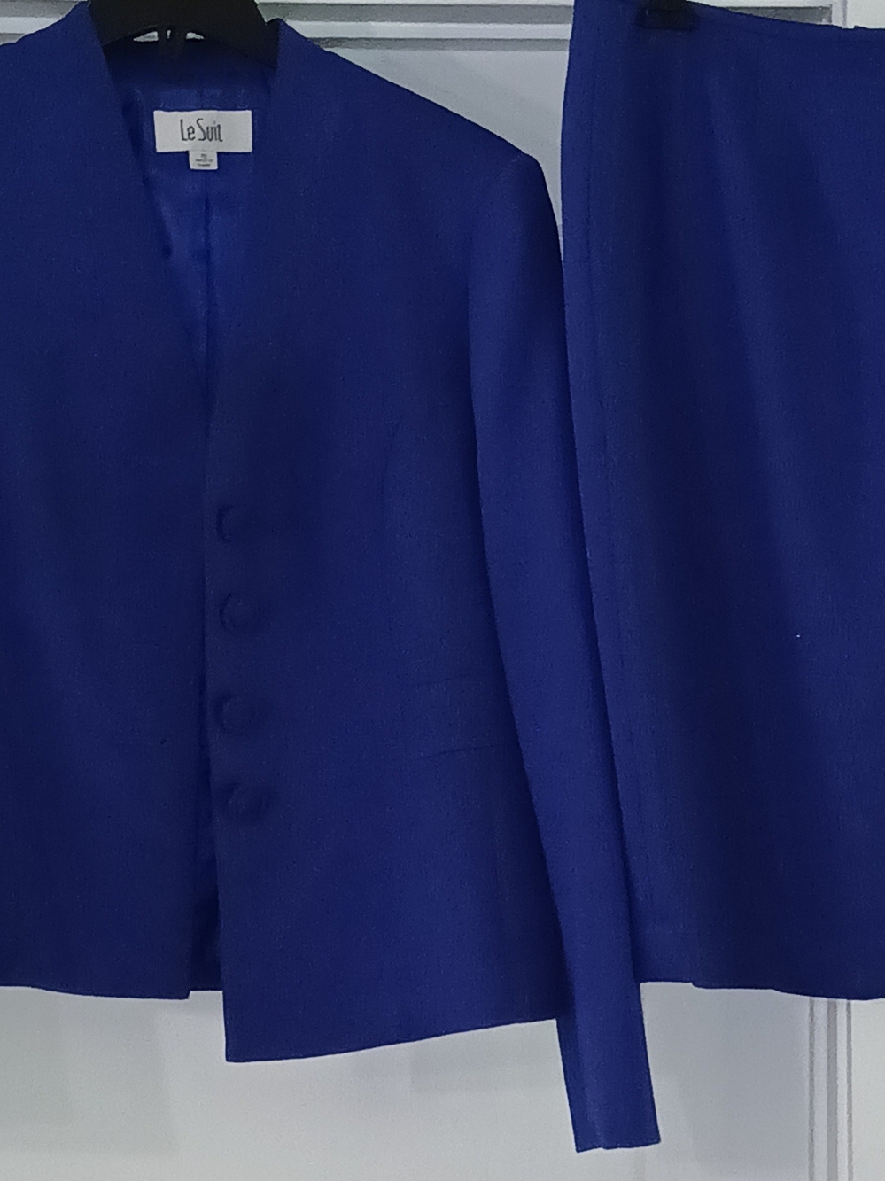 Le Suit Royal Blue Skirt Suit Set